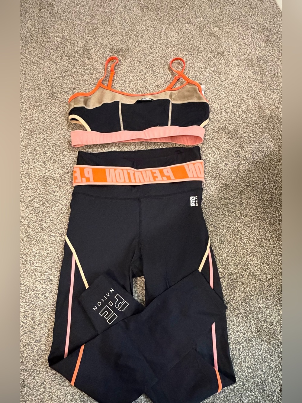 P.E. Nation sports bra and leggings set size M. EUC